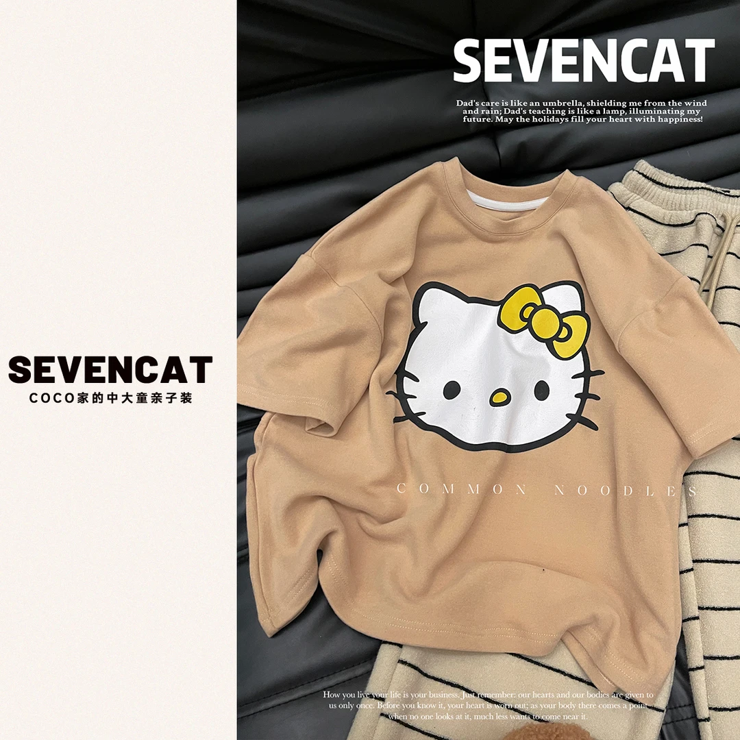 【可妈定制25冬】卡通发热锁温正肩德绒T恤衫大童亲子