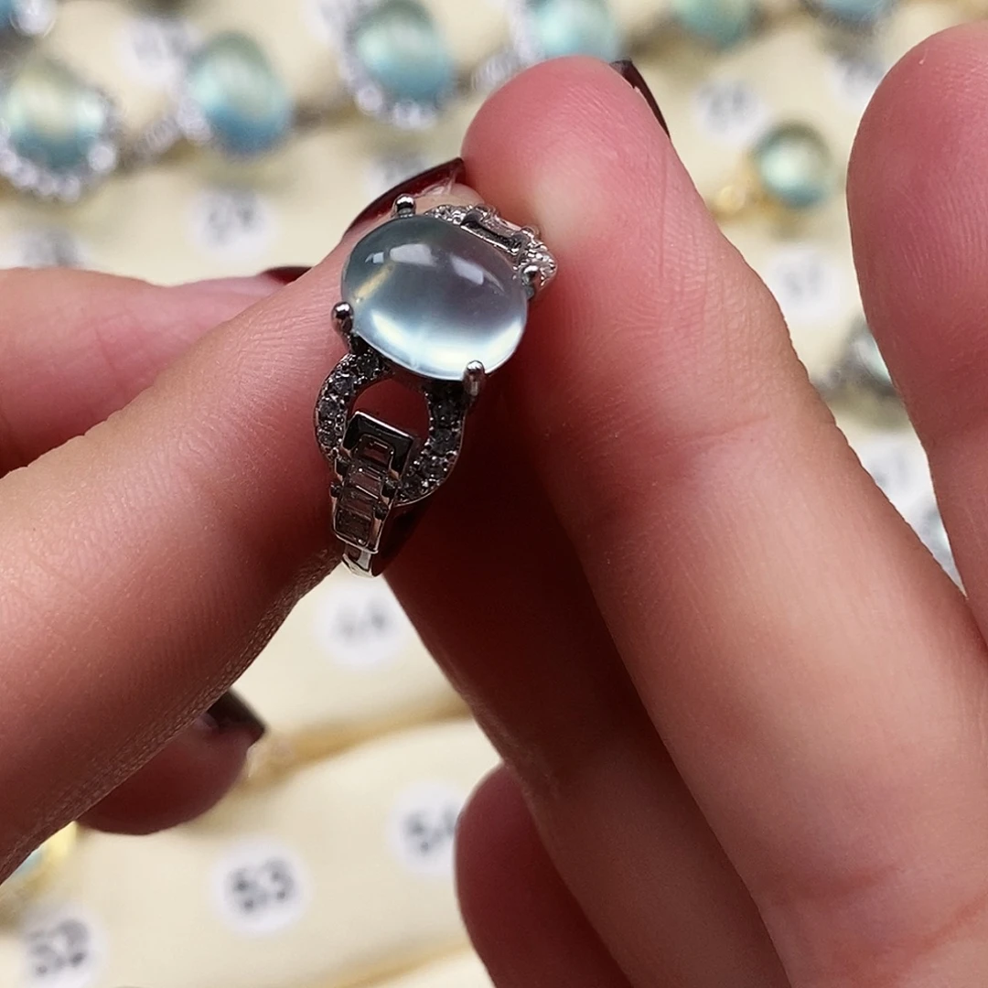 蛇纹石玉银S925镶嵌戒指