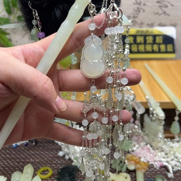 合金蛇纹石玉发饰
