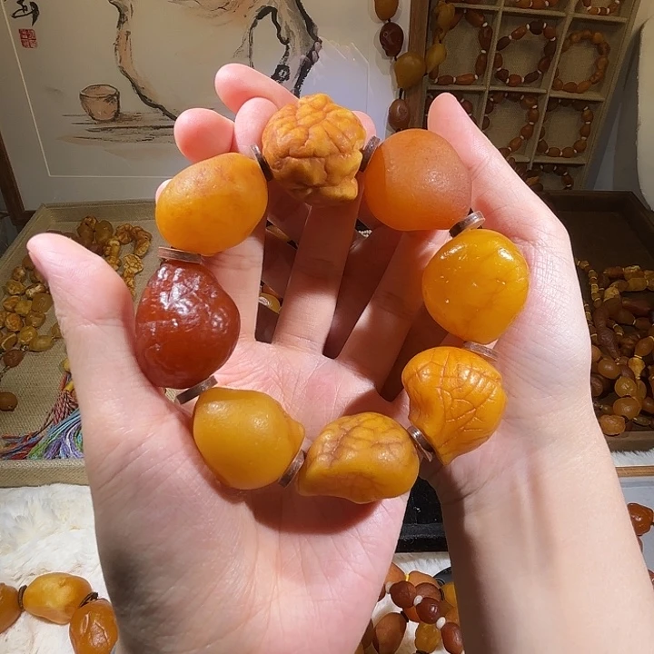 琥珀未镶嵌手链蜜蜡海漂手串