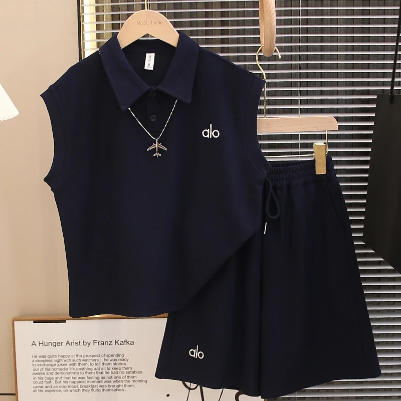 校园风polo衫男童夏装套装2025新款儿童夏季无袖坎肩两件套帅气潮