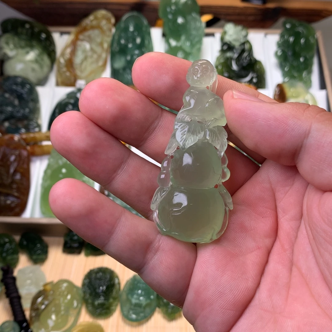 岫玉未镶嵌岫玉挂件火**@