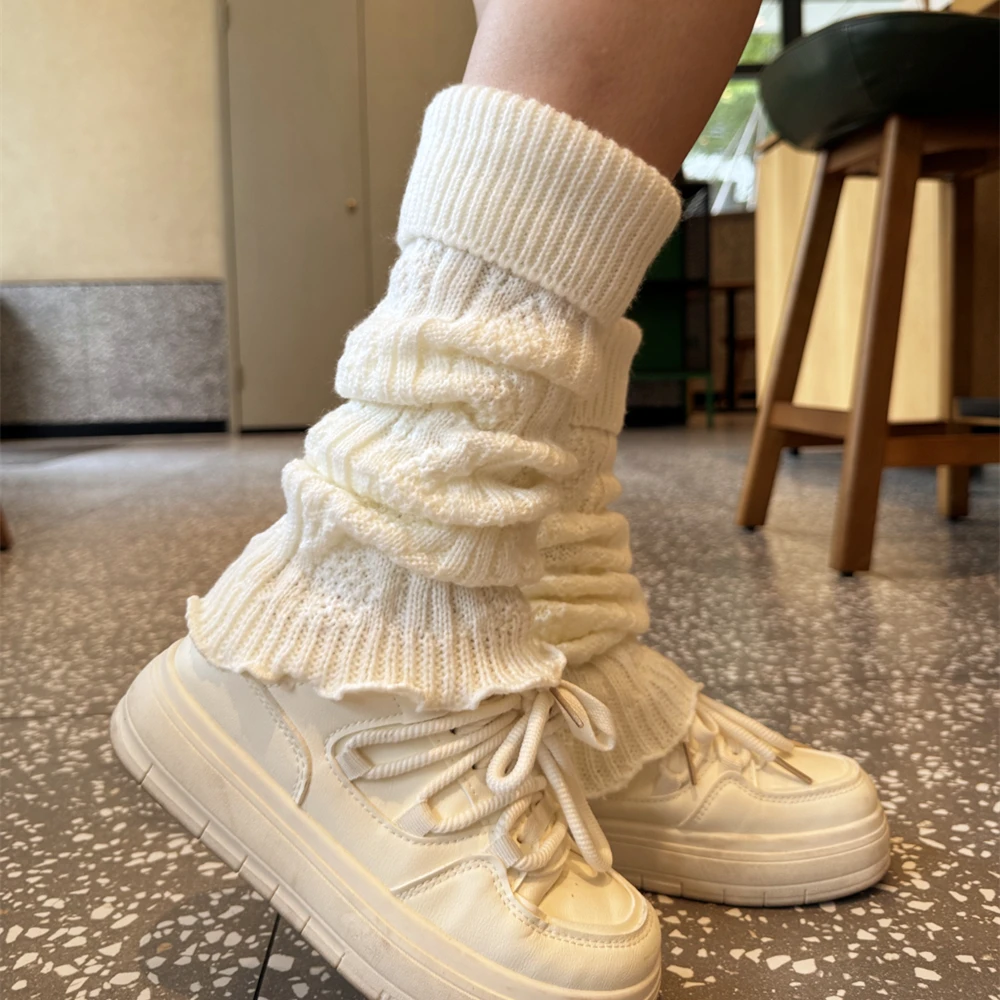 2025秋冬新款费尔岛风粗针织堆堆袜套纯色百搭保暖穿搭长筒腿套女
