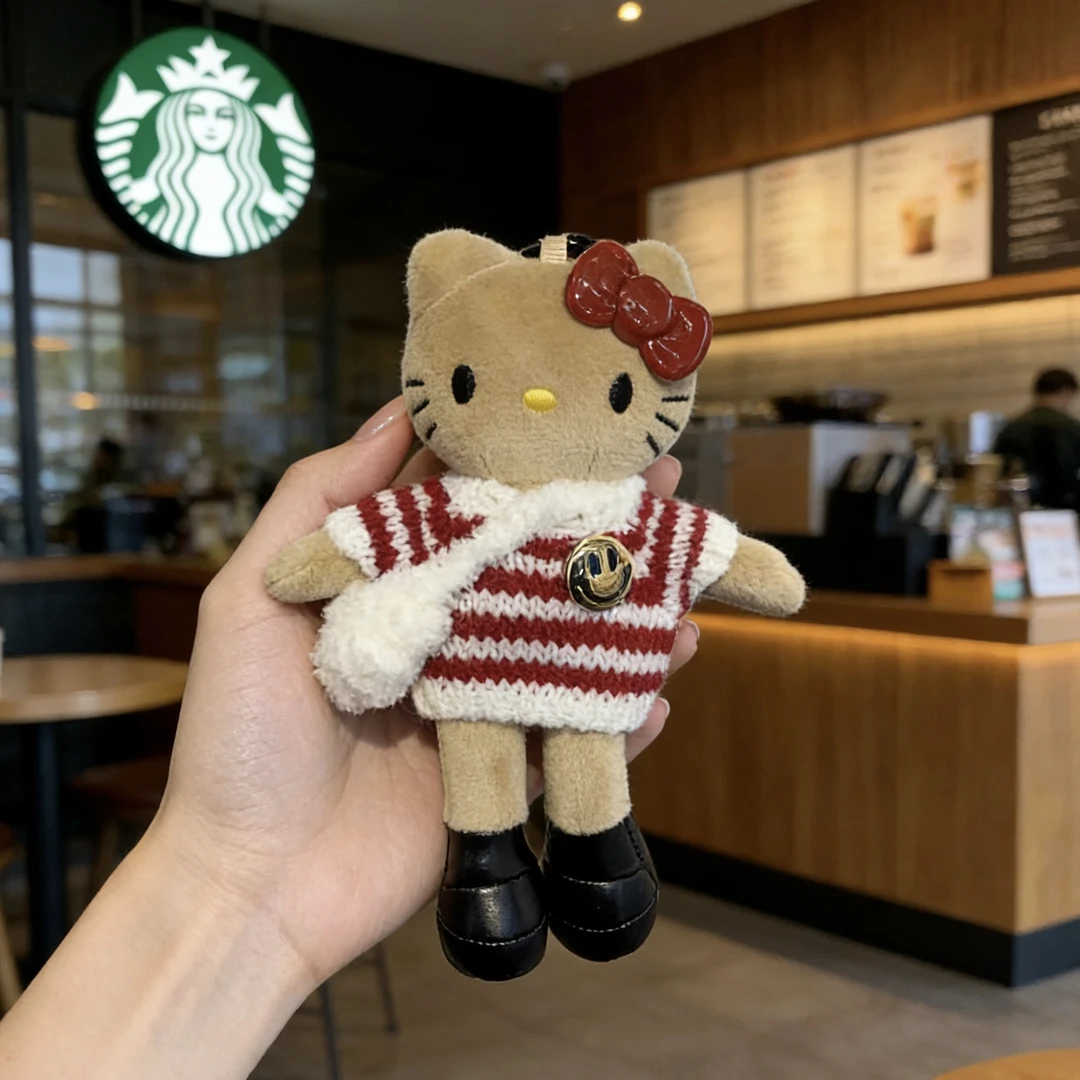 可爱元气草帽红格裙玩偶公仔钥匙扣包包挂饰