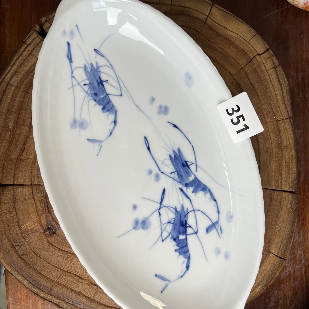 景德镇手绘釉中彩（食品级）双耳鱼盘351