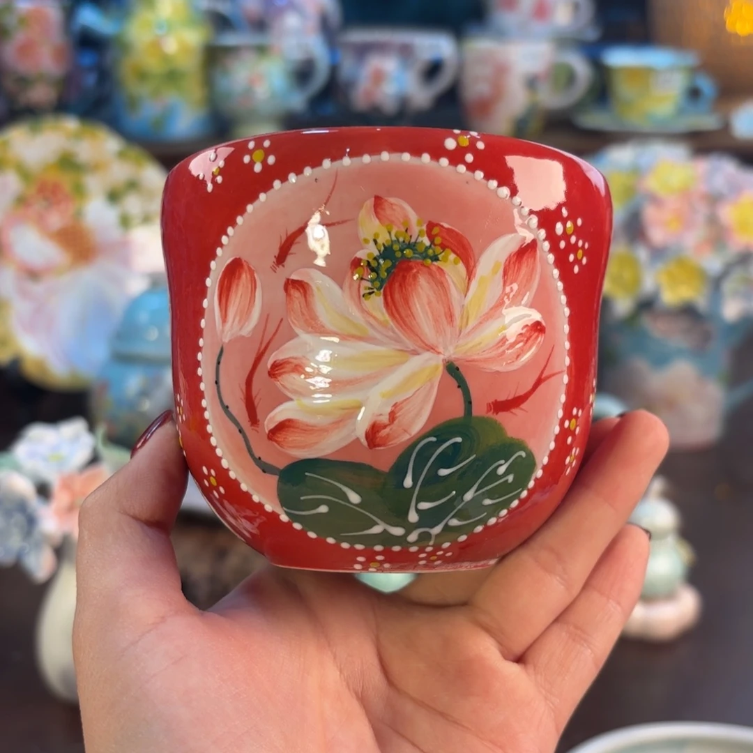 景德镇手绘高温釉下彩陶瓷茶具