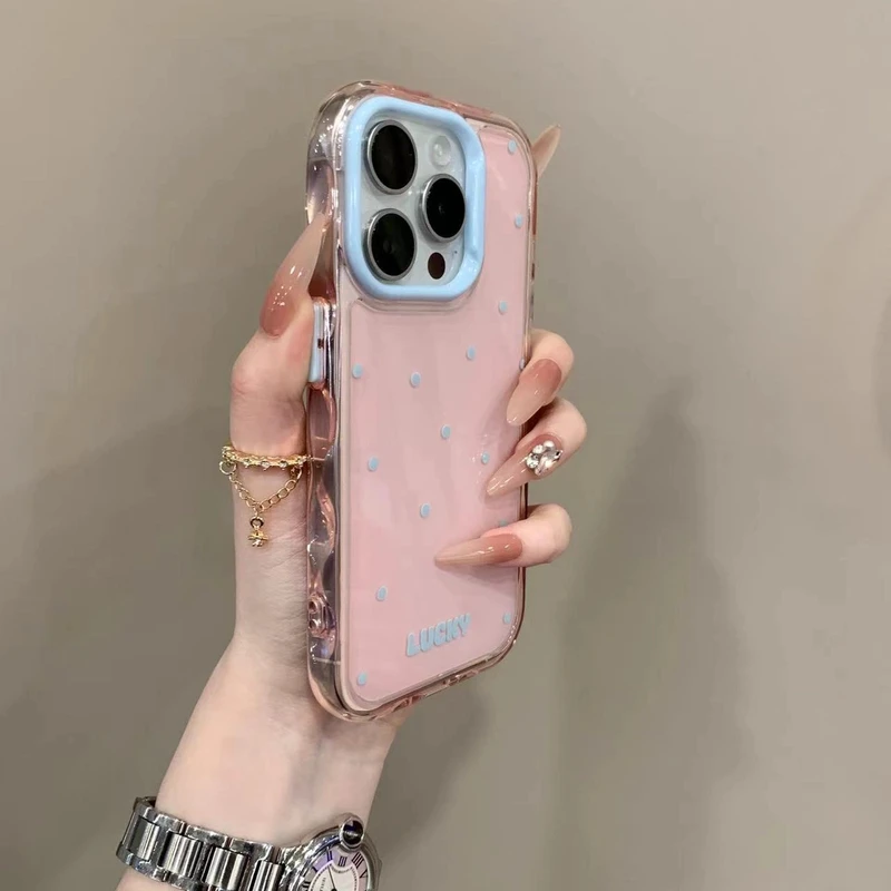 多巴胺纯色波点适用苹果16promax手机壳iphone13新款15pro女款14