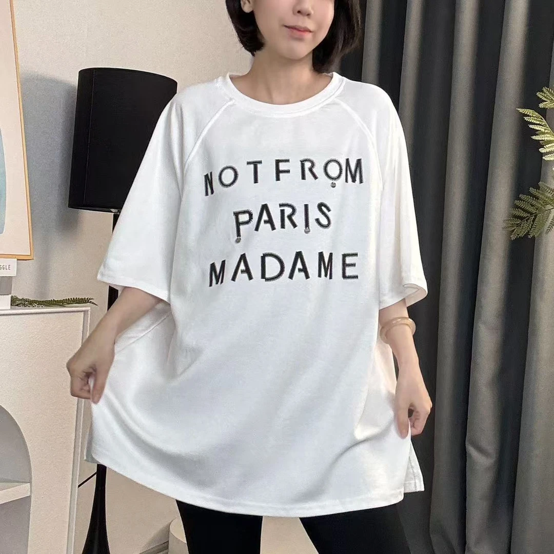 夏季新款印花百搭纯色大版型宽松大码短袖圆领T恤G11006