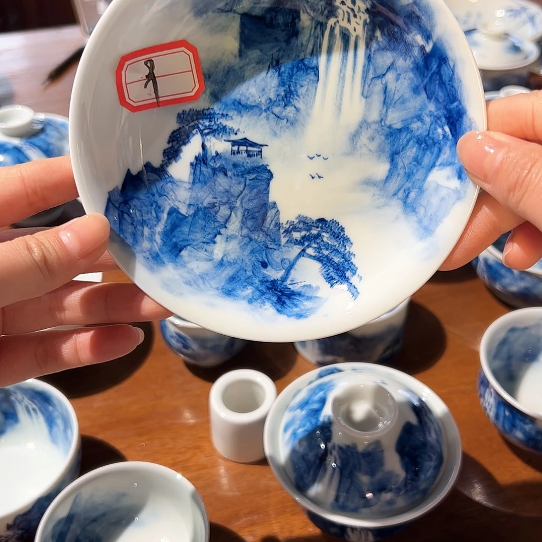 杯M***❤青花手绘山水主人杯