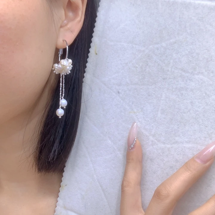 淡水珍珠耳饰银S925镶嵌