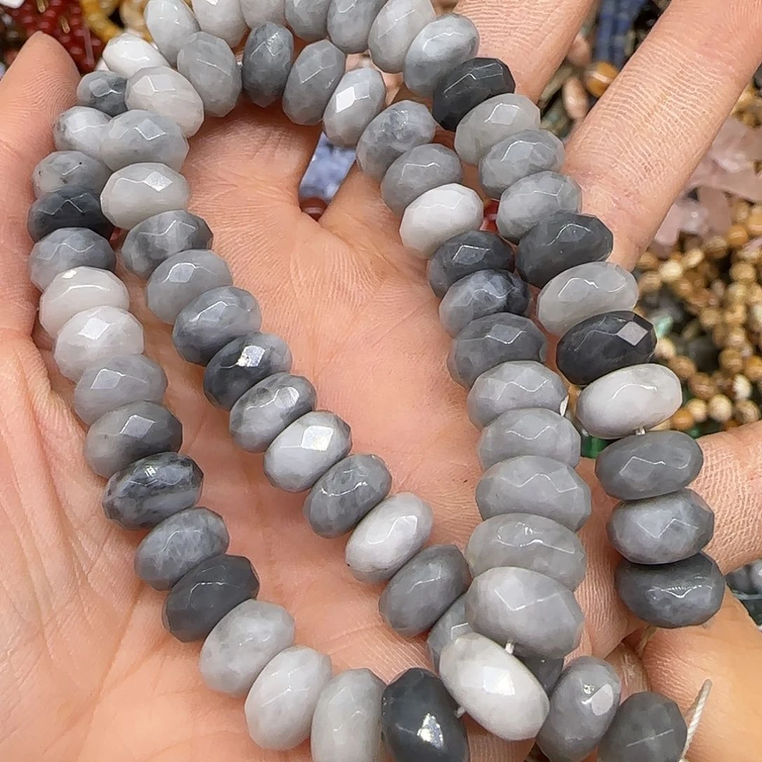 玛瑙/玉髓合金珠宝半成品鹰眼石10mm一条