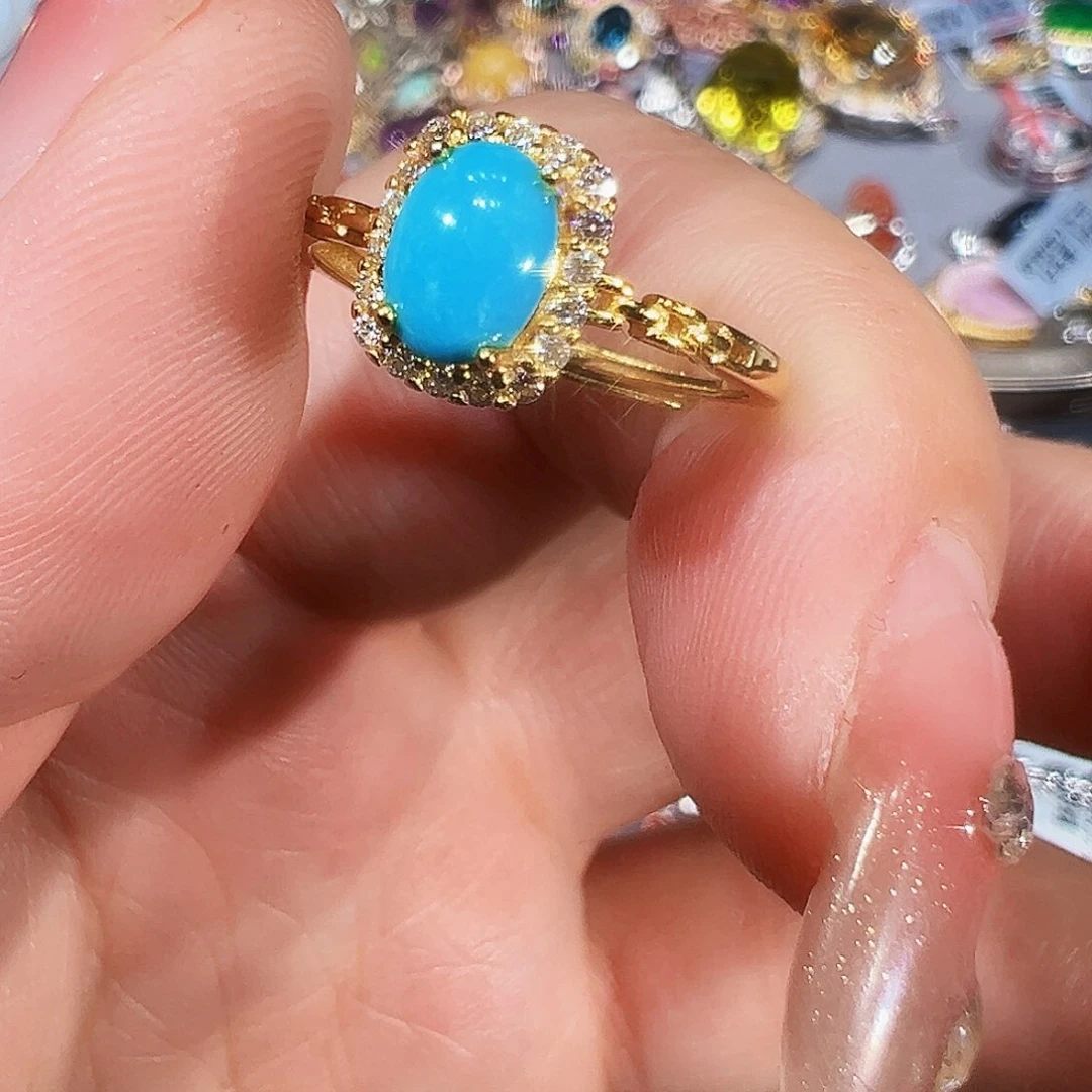 银S925镶嵌绿松石戒指