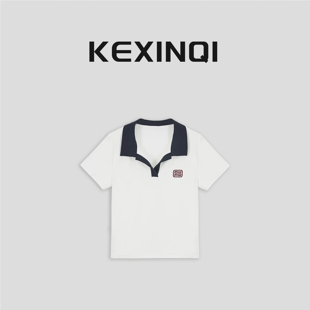 KEXIN 开领T恤 2025早春百搭休闲短袖棉质上衣-2503TXZKX21684