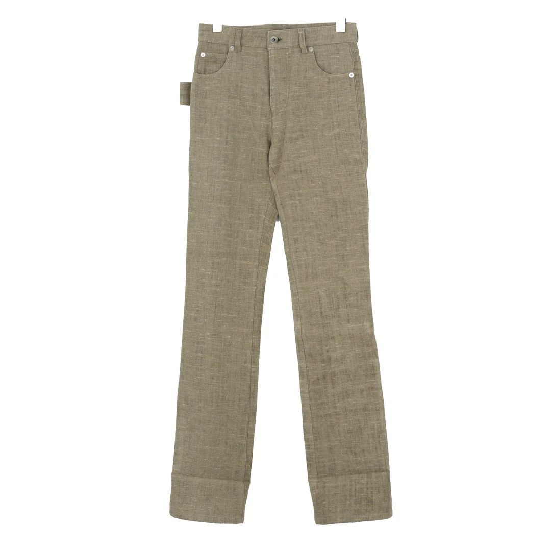 BOTTEGA VENETA/葆蝶家女士亚麻灰色休闲长裤585169VA7J19818