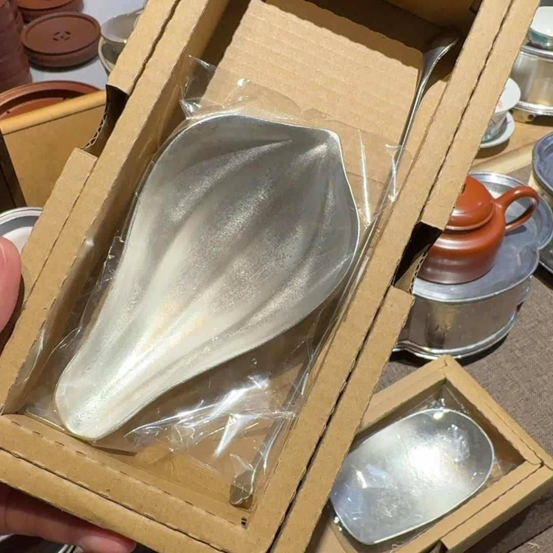 潮州纯锡茶则花瓣款