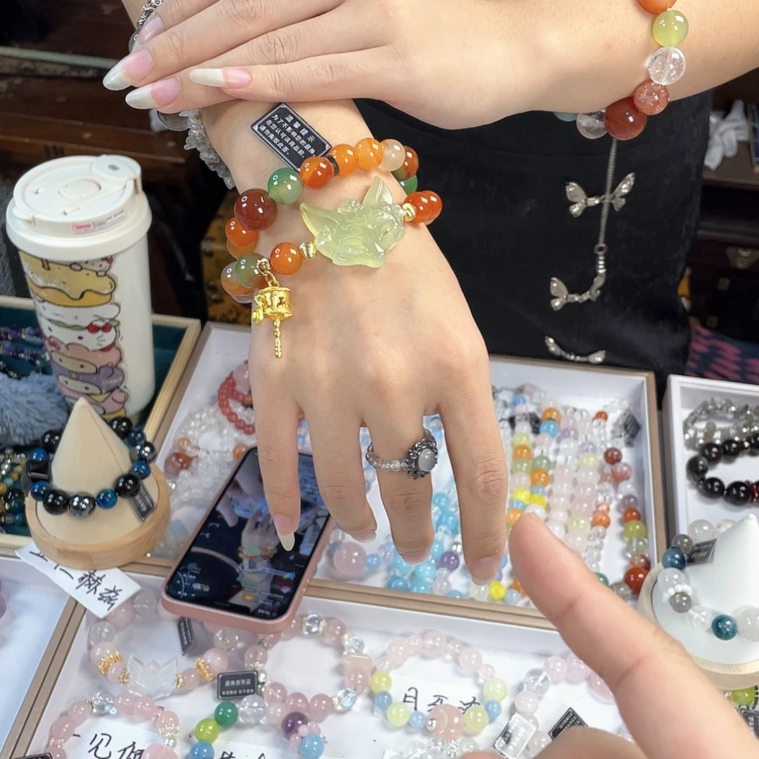 水晶手链银S925镀金镶嵌