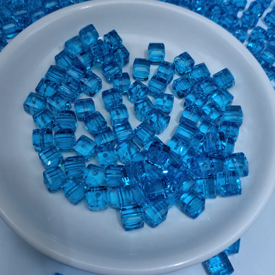 【散珠批发】A001蓝碧方糖8mm*30颗