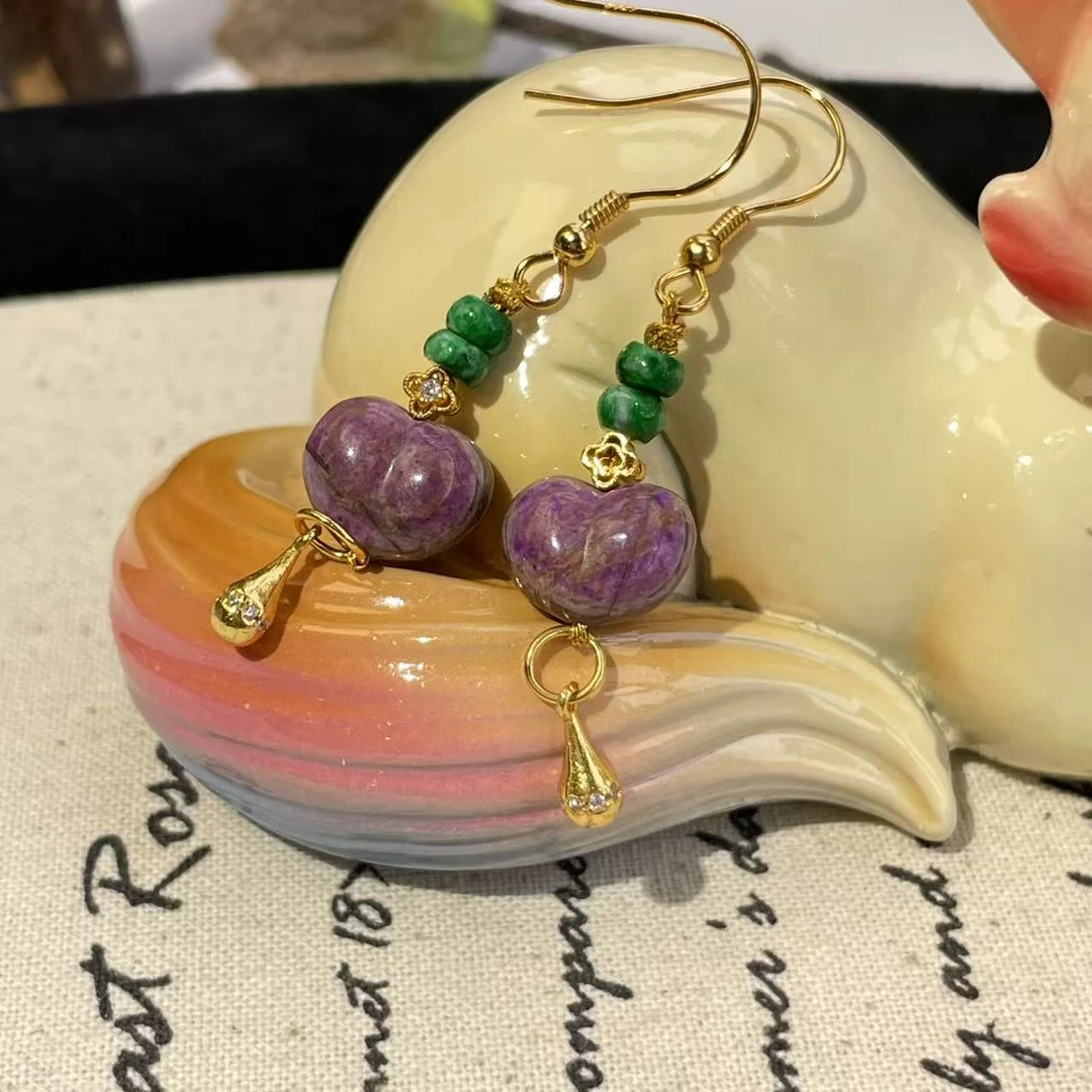 舒俱来桃红屁桃耳钩/s925/约10mm/AZB7329（杜鹃)