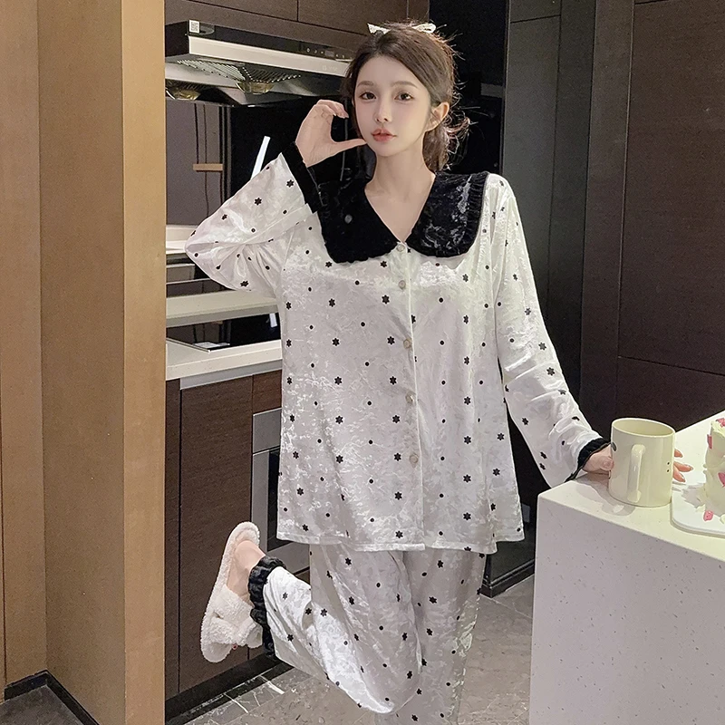 【初秋新款】【金钻金丝绒】高级感轻奢秋冬季长袖长裤LLN家居服