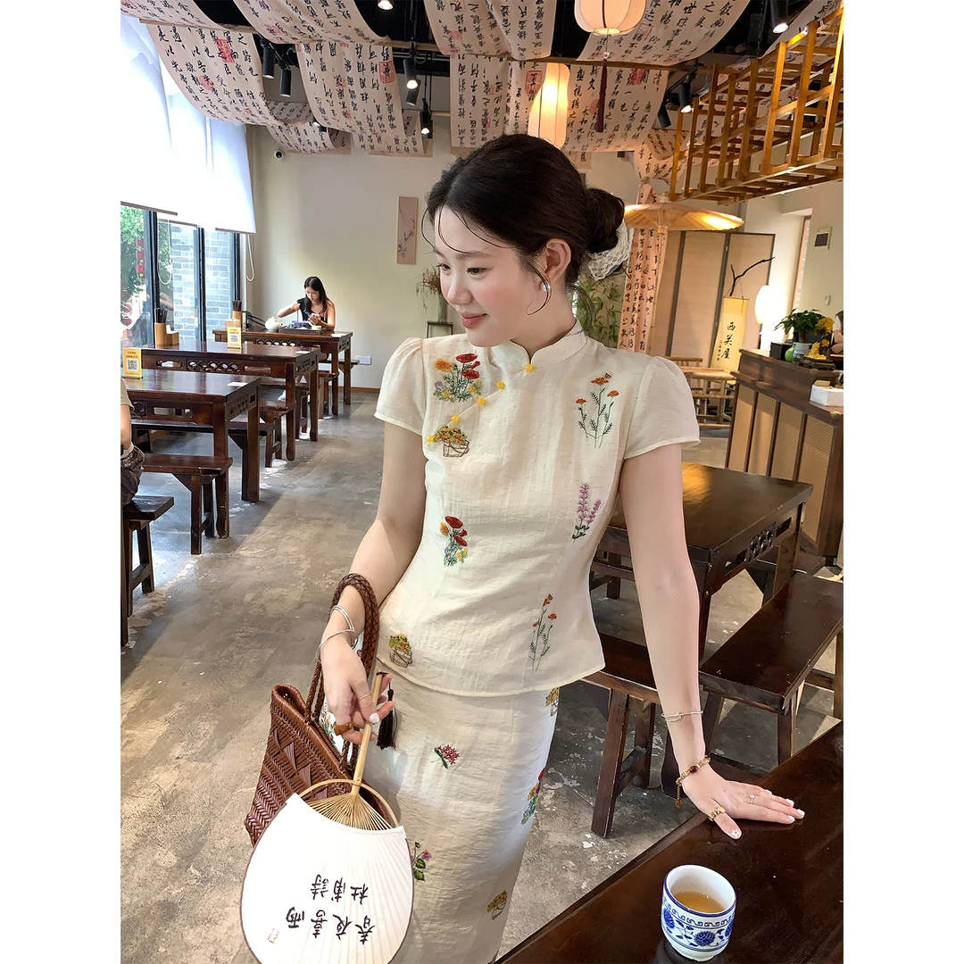 火火【南风谷】新中式盘扣上衣半身裙S36737HH52