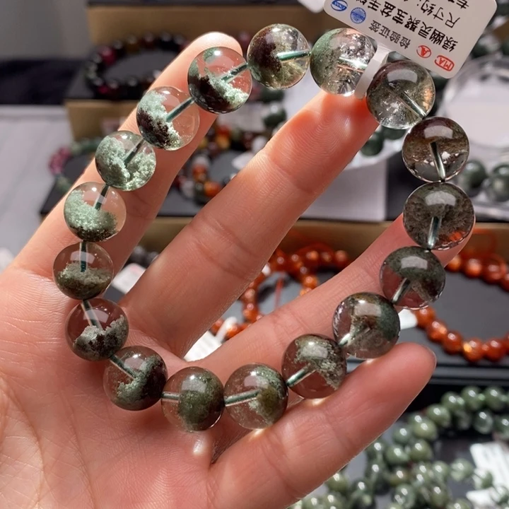 水晶手链未镶嵌绿幽灵聚宝盆手链