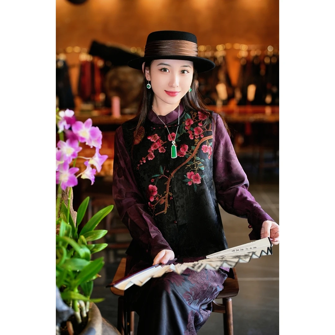 蓝大【​​扶影】新中式桑蚕丝马夹5837