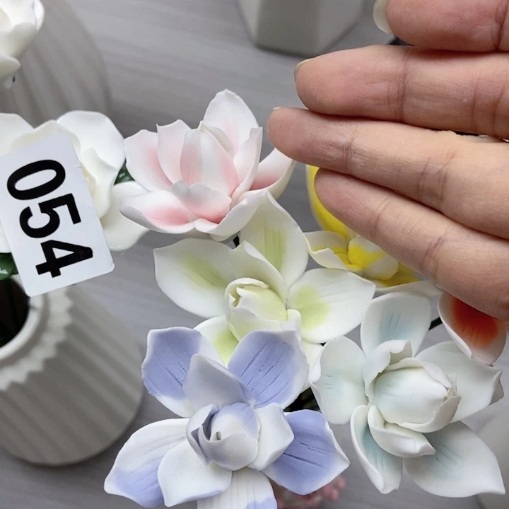 摆件手工制作陶瓷花