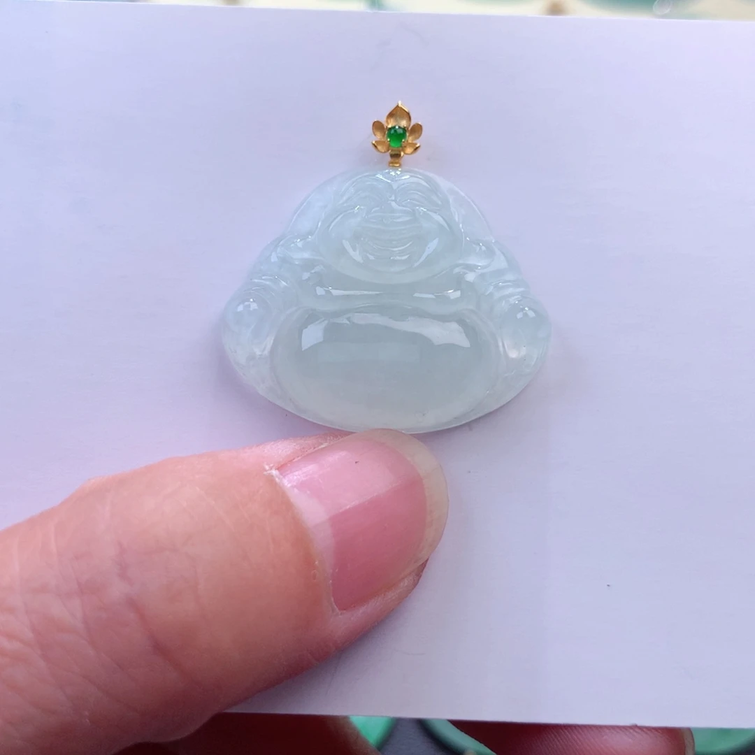 翡翠吊坠(不含链)18K金镶嵌