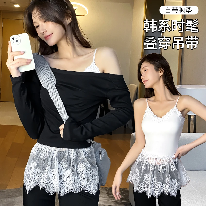 多情猫性感可叠穿蕾丝吊带免穿文胸