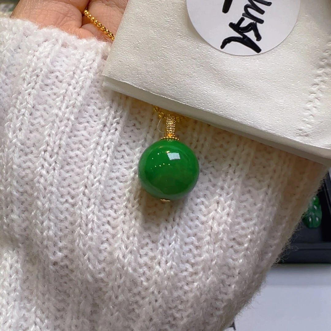 翡翠18K金镶嵌吊坠(不含链)