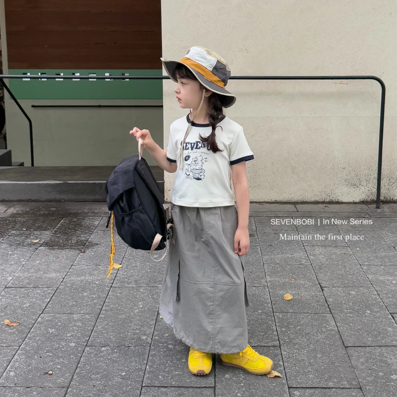 SKE2510女大童韩版时髦卡通短袖T恤夏装新款儿童休闲原创上衣潮