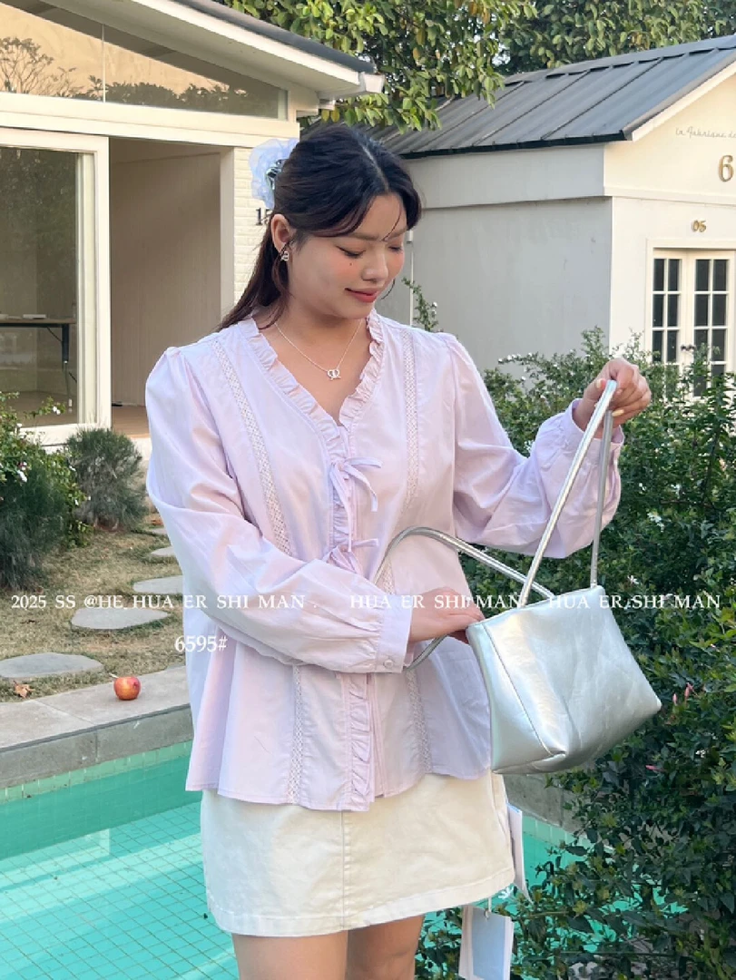 紫色大码衬衣洋气