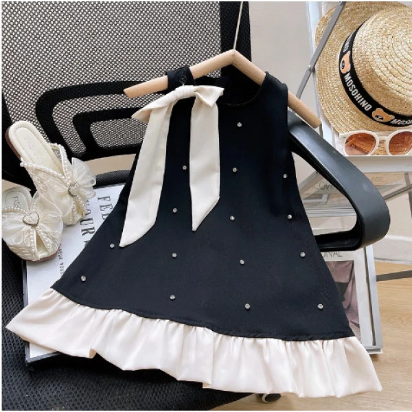 女童小香风碎钻挂脖连衣裙夏季新款时髦公主背心裙28077