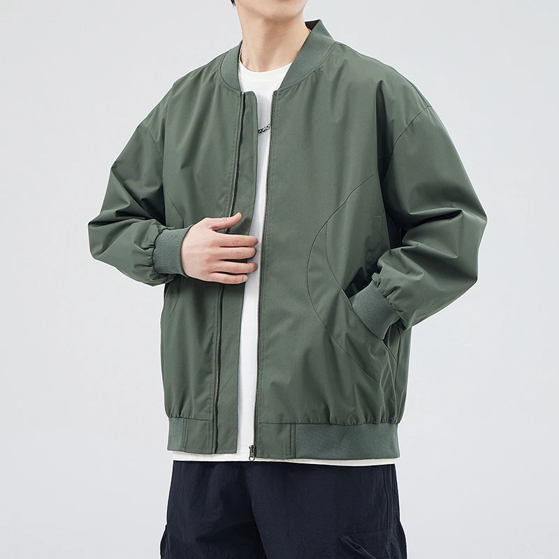 男秋季棒球领男士休闲飞行员夹克时尚工装韩版男装外套薄款宽松