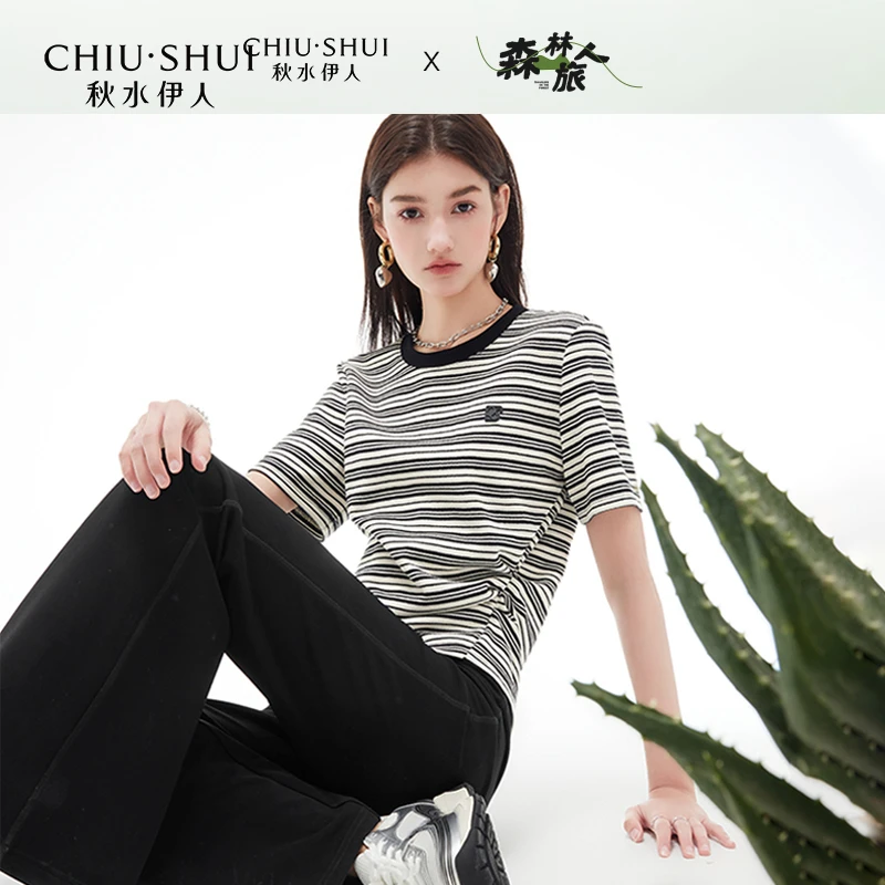 【丽公主】秋水伊人圆领T恤新款女装复古小个子上衣624203B200064