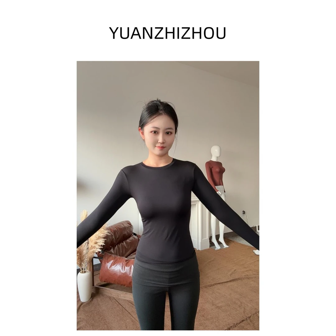 【金姐】系列fits everybody创新面料圆领长袖塑身衣T恤