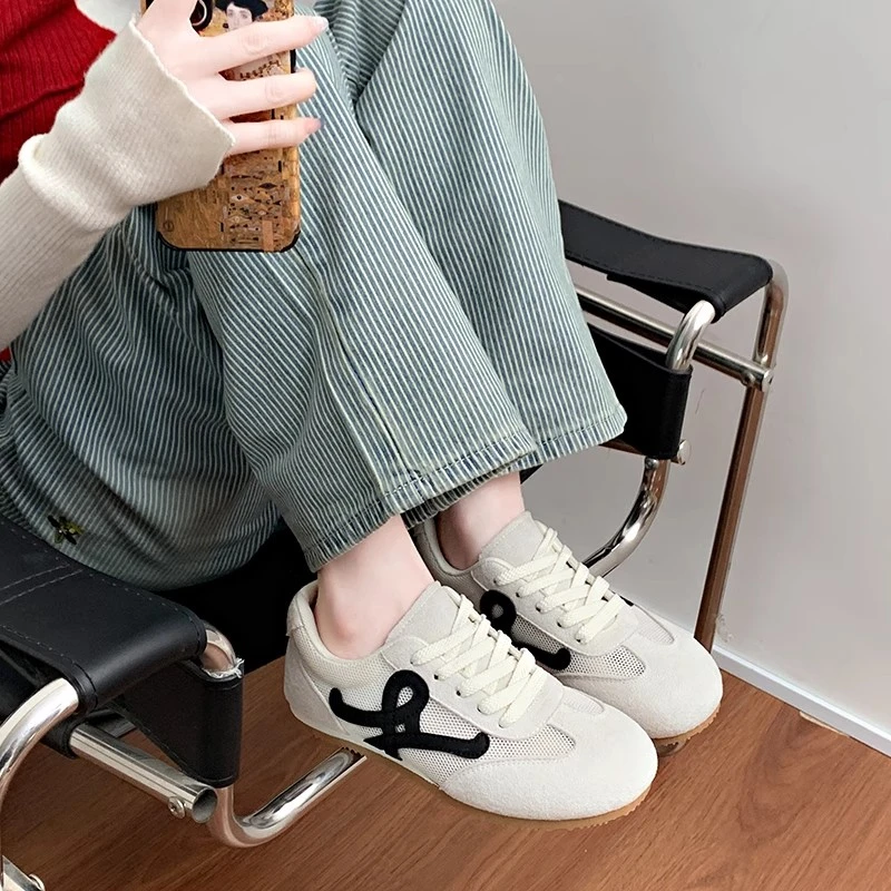 网面德训鞋女2025阿甘鞋复古薄款运动板鞋平底时尚休闲鞋透气休闲