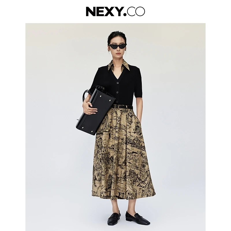 【商场同款】NEXY.CO/奈蔻显瘦气质时尚夏季高腰连衣裙XF05773W0