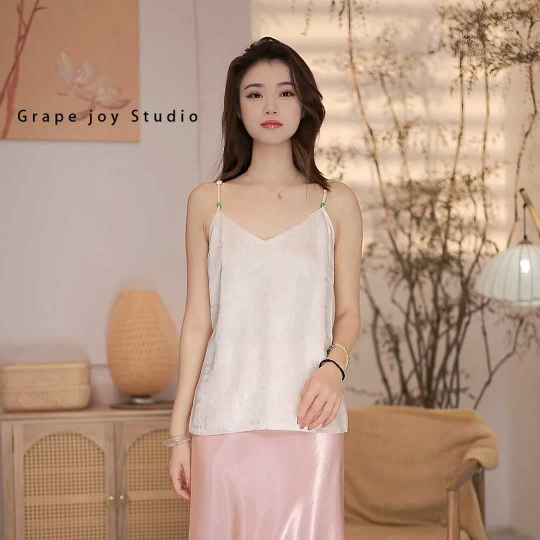 【萄禧-鎏金岁月】新中式复古小衫女通勤夏季醋酸打底吊带
