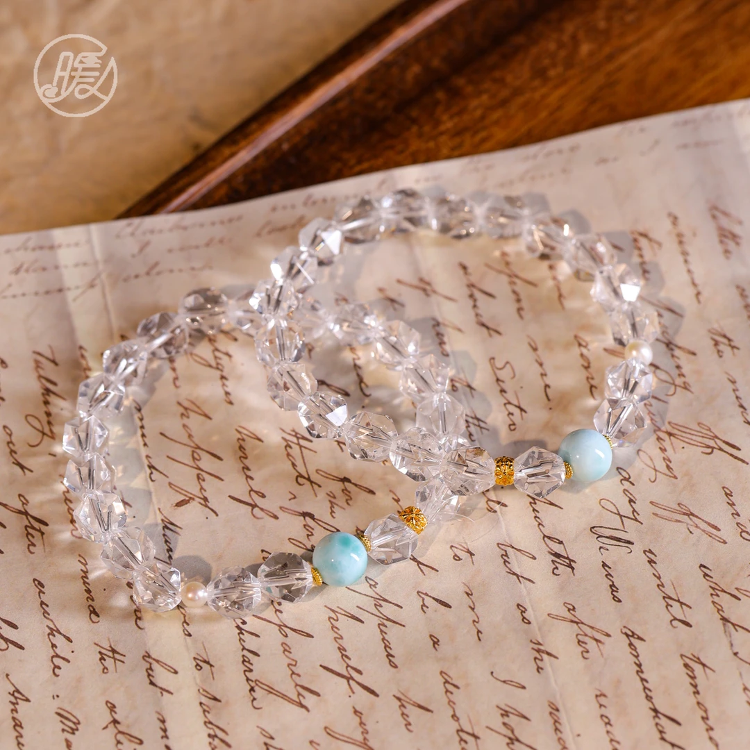 单圈切面白水晶手串7mm搭配海纹石手链C2407多样性发一