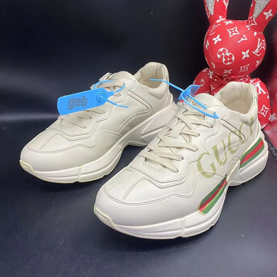 95新 GUCCI/古驰 米白色休闲时尚舒适潮流腰带厚底老爹鞋多码数