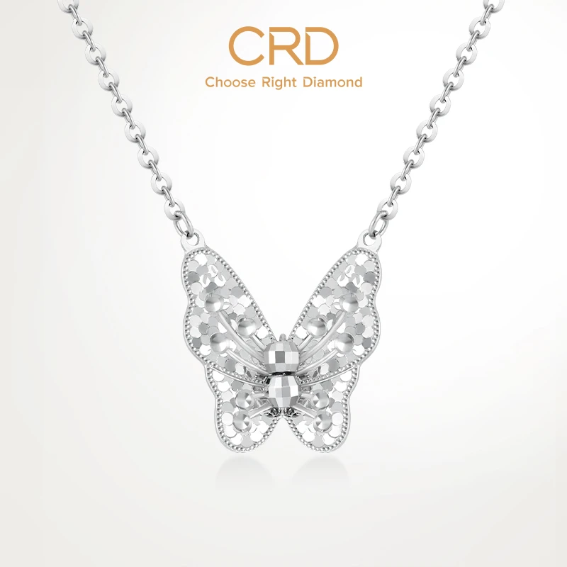 CRD克徕帝PT950蝴蝶铂金链坠白金项链可调节送女友官方正品颈饰