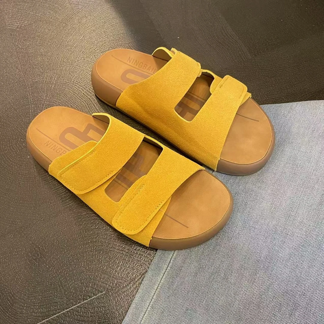 街头风纯色平跟防臭夏季一字拖休闲凉拖鞋女士鞋子一脚蹬沙滩拖鞋