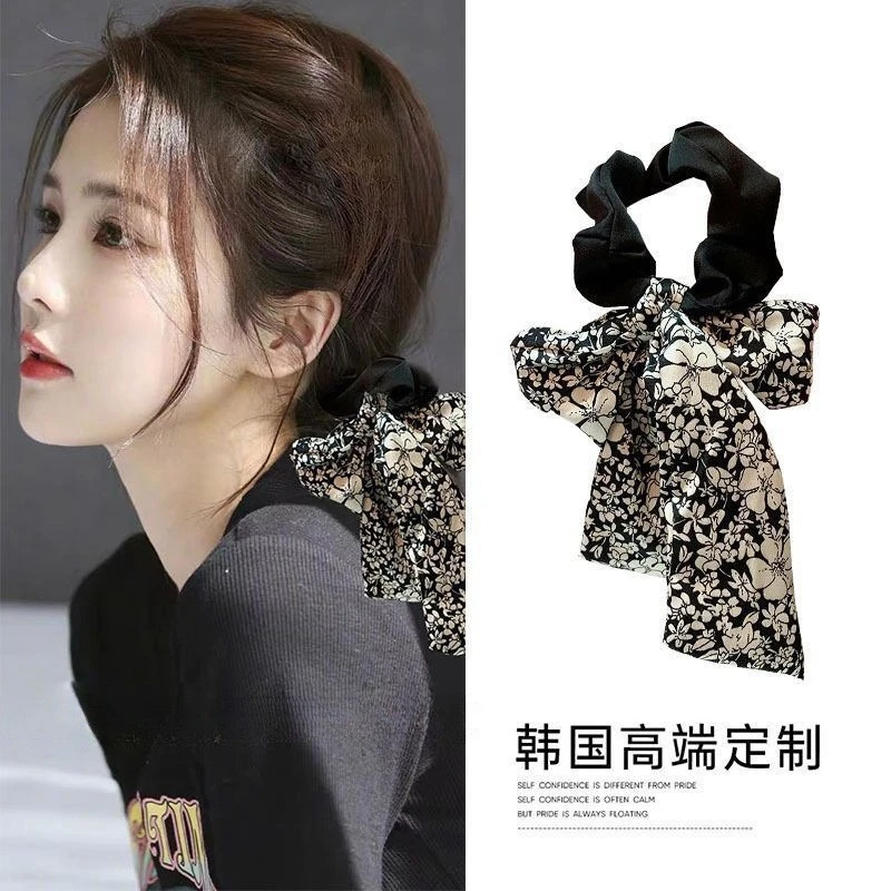 白鹿超仙气质高颜值蝴蝶结2025新款碎花飘带发圈时尚头花时尚气质