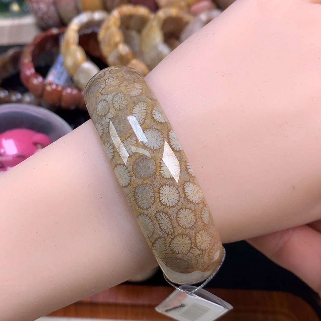 【闪购商品】颈饰未镶嵌硅化珊瑚（珊瑚玉）77号58.4圈皮豹纹