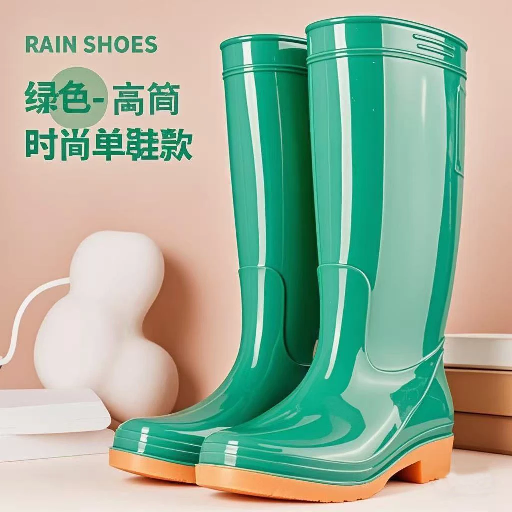 外贸女士成人雨鞋高筒中筒防水防滑胶鞋加棉厨房工作雨靴淘宝爆款