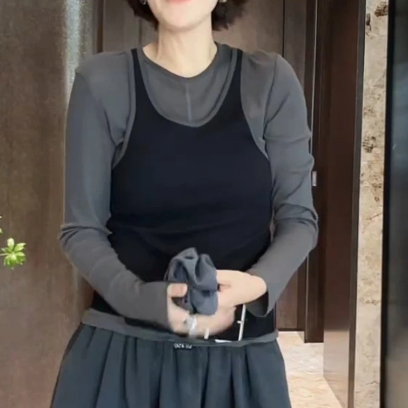 2025新款韩版设计师经典百搭短袖T恤女真两件套LK2505552