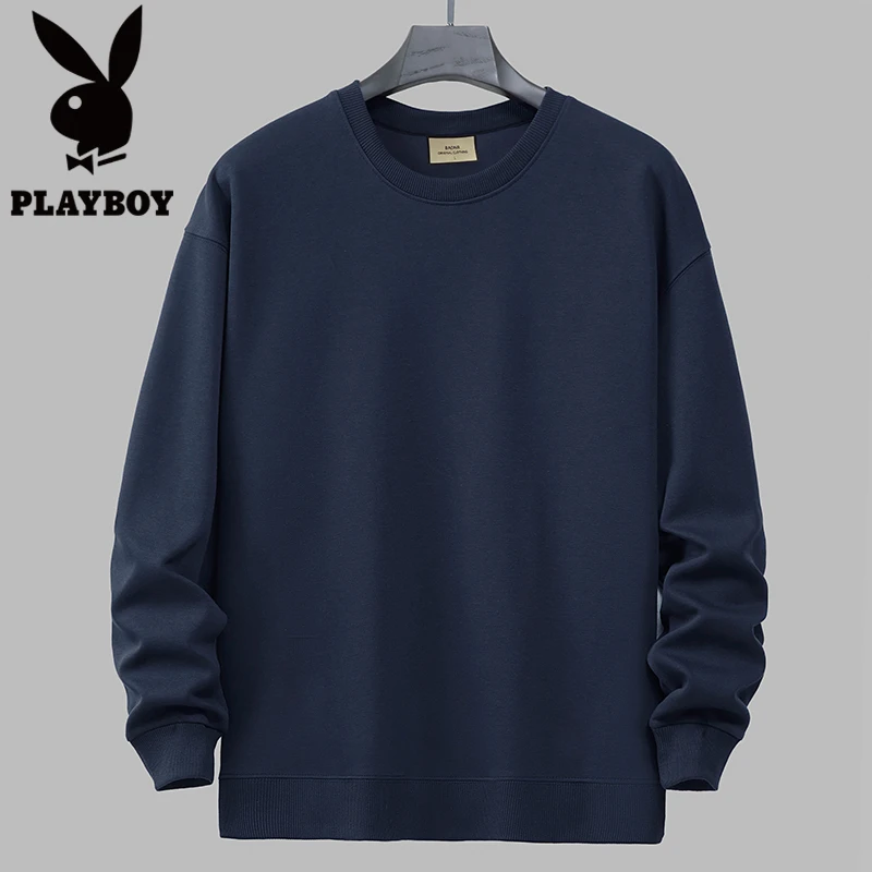 PLAYBOY/花花公子2025简约圆领免烫休闲百搭宽松秋季纯色卫衣外套