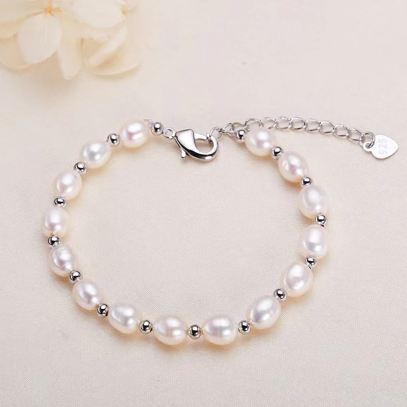 天然淡水珍珠 【雪梨花】6-7mm小米珠百搭手链  SL7939