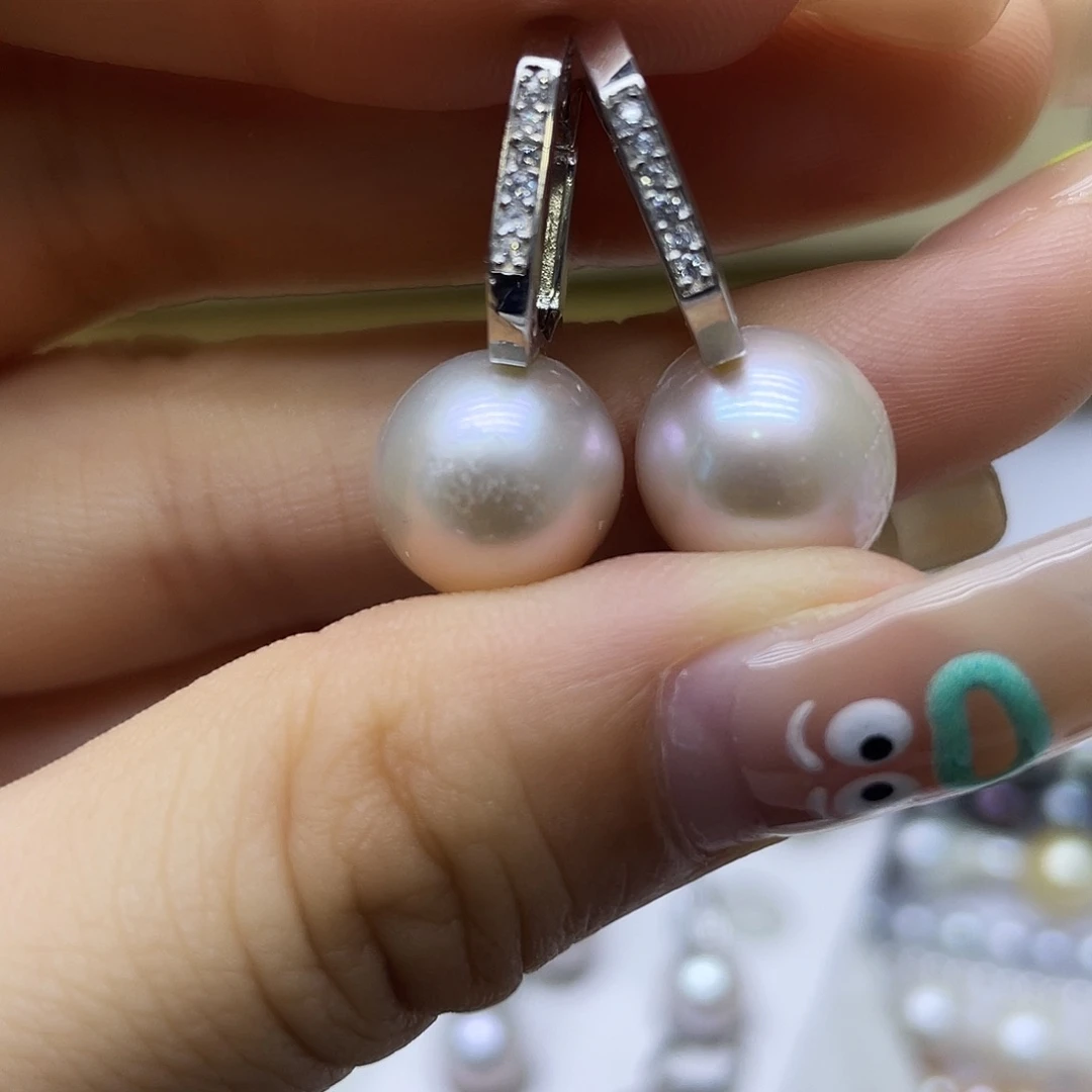 银S925镶嵌淡水珍珠耳饰